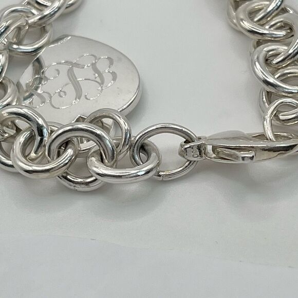 Tiffany & Co. Heart Tag Charm Initials “JSL” - Bracelet 8" Sterling Silver Round - Picture 15 of 16